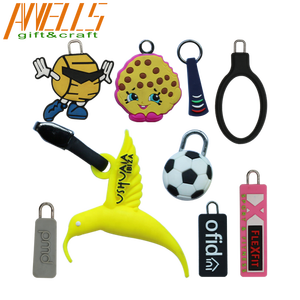 Multi-Color Soft PVC Zipper Pull Environmental Protection for Travel and Christmas Attaches to Cloth for Desktop