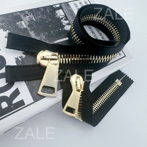 Customized NO.20 Brass Metal Riri Teeth Open-End Metal Zipper with Auto Lock Slider for Garment Bags Shoes Pants