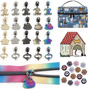 Factory Dog Lover Design Metal 5# Slider Zipper Luggage Clothing Zipper Head Zinc Alloy Rainbow Zipper Puller for Bags Purse