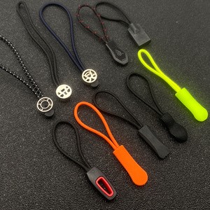 Custom Logo Silicone Zipper Pulls Custom logo Soft Pvc Rubber Zipper Pullers with String for Bags/Garments