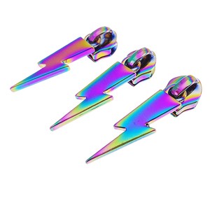 Factory Supply Custom Rainbow Lightning Zipper Puller Pull Slider for Bag Purse Handbag