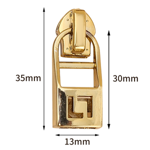Wholesale Logo Blanks Brand Zipper Charm Decoration Coat Rectangle Pattern Zinc Alloy Metal Die Casting Bags Puller Zipper Tags
