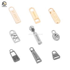 Custom Logo High Quality Zipper Pulls Puller Head for Bag Handbag Clothing Metal Zipper Slider