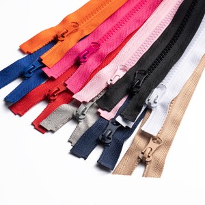 Wholesale Customized No. 5 Open-end Resin Zippers Low Price Fashion Colored Zipper for Garment Bag