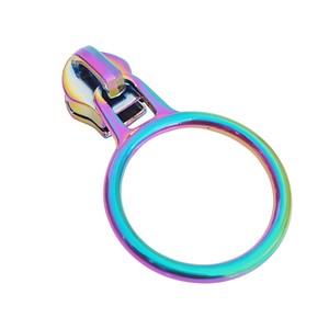 Custom logo Engraved Metal Zipper Slider New Design rainbow Zipper Pulls for Purse Clothes Bags