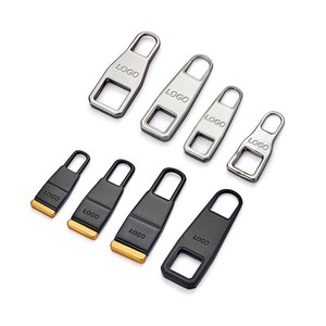 Customized 3# 5# Zipper Pulls with logo Black Silver Painted Metal Zipper Slider Nickel Zinc Alloy Zipper for Garment Bags