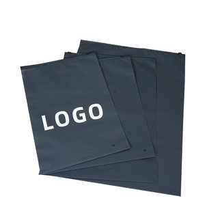 Custom Logo Frosted Zipper Bag Recycled Custom Design Hoodies Black Plastic Slider Zipper Bag for Packing
