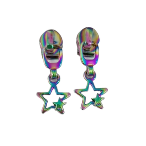 Double Star Rainbow Nylon Zipper Pull Durable Metal Material