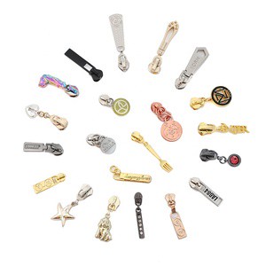 OEM/ODM Engraved Brand Logo Zip Pullers Clothes 5# Auto Lock Zip Pull Custom Logo Metal Zipper Sliders Puller for Bags