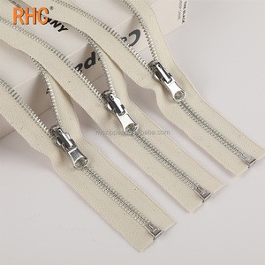 100% Pure Cotton Tape Reversible Pull Zipper with Open End Brass Metal 5# Two Sided Zipper Cremallera Dyeing Silver