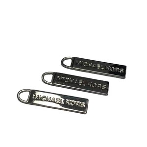 Wholesale Zinc Alloy Provide Custom Silver Brand logo Deboss Metal Zipper Puller for Garment / Bags