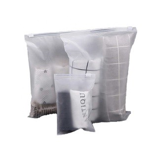 Custom Logo Cloth T-shirt Swimwear Beachwear Bikini Transparent Matte Frosted Garment Slider Zip Bag