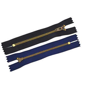 OCO Factory Custom Gold Brass Closed Zipper 3# Long Chain Metal Zip for Garments Pants Jeans Shoes Bags-Quality Spot Goods OCO