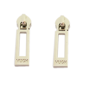 High Quality Engraved Silver Name logo Custom Metal Locking Zipper Puller Slider for Handbags