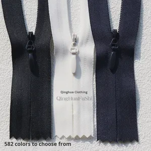 For No.5 Nylon Closed-end Auto Lock Invisible Zipper with Water Drop Head for Wedding Dresses & Thick Skirts in Stock Wholesale
