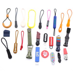 Manufacturer Custom Pattern Embossed Colorful Rope Zip Head Silicone Zipper Slider Cartoon Soft Pvc Rubber Zipper Pullers