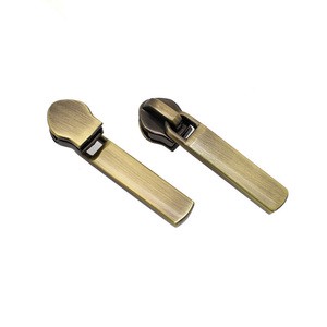 High Quality Brushed Bronze #5 Nylon Zipper Pull for Bag #3Zipper Slides for Metal Zips Custom Color Brushed Silver Antique Gold