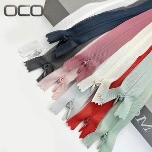 OCO Factory Price Wholesale Close-end 3# Lace Zipper Tape With Drop of Slider Hidden Teeth Nylon Invisible Zipper for Dress