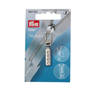 Prym 482301 Fashion Garment Metal Silver Rhinestones Zipper Puller Slider for Clothing, Bags