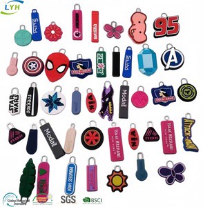 Custom Logo Silicon #5 #3 Rubber PU Painted Zipper Puller Zip Lock Slider Plastic Custom Zipper Head