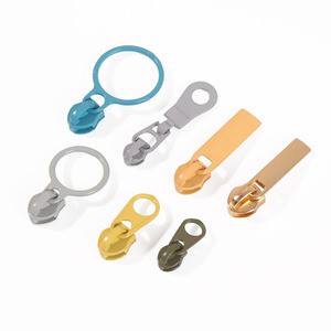 Custom No.5 Auto Lock Zipper Pulls Shiny Painted Round Metal Zipper Slider Colorful Zinc Alloy Zipper Head for Clothing and Bags