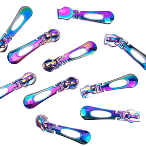 Custom-sized Rainbow-colored Metal Chrome-plated Nickel-free Zipper Sliders for Clothing Accessories Zipper Sliders