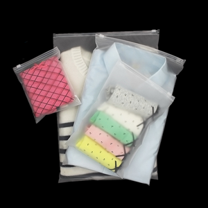 2025 Custom Clear Socks Clothing Packaging Hot Selling PE Plastic Frosted Stand up Pouch Slider Bags Zipper New Design Bag