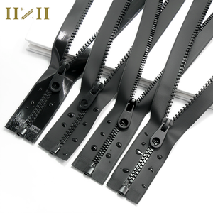Custom 5# 8# Black Oil Smooth Nylon Zipper Resin Zipper with Open End for Raincoat and Tent Waterproof Made From Plastic