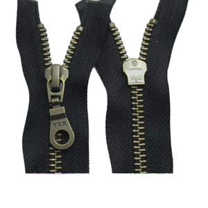 For YKK No. 5# Double Open Zipper 70CM-120CM Bronze with Black Edge Eco-Friendly Brass Metal for Jackets or Coats