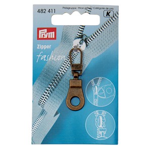 Prym 482411 Antique Brass Fashion Zipper Puller Eyelet for Clothing, Bags
