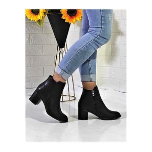 WOMEN'S BOOTS BLACK SKIN SHORT WINTER WATERPROOF DAILY ARTIFICIAL LEATHER BOOTS HEEL 5 CM series 36-40 you made in Turkey