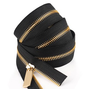 5# Gold Teeth Metal Zipper Supplier High Quality 5# Metal Zip Roll Custom Metal Zipper Tape for Bag Garment Handbags Clothing
