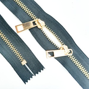 Metal Zipper with Y Teeth Zip Brass 5# Two-way Zipper Tape Color Customization Zipper with Double Sliders Zip