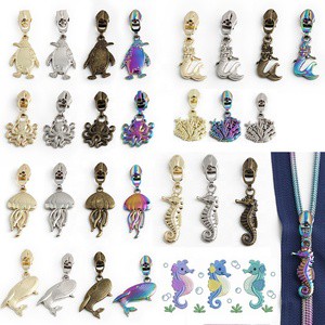 Luxury Design Zipper Pullers 5# Nylon Metal Zipper Pulls Sea Element Pattern Zipper Slider for Bag/Purse/pouch