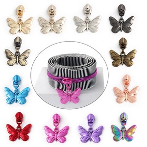 Nolvo World Custom Butterfly Shape Nylon Zipper Puller High Quality Multi-Color Metal Slider Unique Design Zipper Sliders