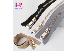High Quality 3# 5# Custom Metal Zipper With Two Sliders Closed End Brass Zipper