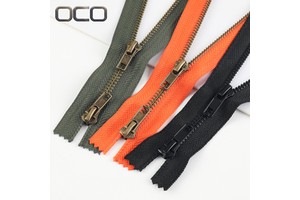 OCO Zipper Manufacture Customization 5# Metal Zipper Close-end Open-end Two Way Custom Metallic Zippers for Clothing