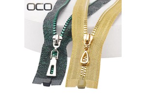 OCO Factory Wholesale Custom Finished Gold Zipper 5# Resin Zipper Open End Plastic Zippers for Jacket Clothing Accessories