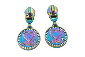 Custom Metal Zipper Slider Rainbow Color Handbag Zip Pullers 5# Nylon Zipper Pull