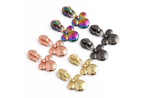 RTS 100MOQ Cartoon Mickey Metal Zipper Puller Non Lock #5 rainbow Zipper Slider