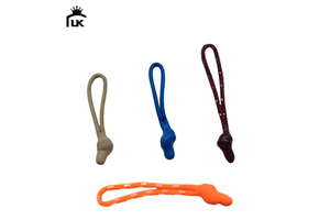 Custom 3D Logo Zipper Pullers Metal and PVC for Garments Bags Pouches Tents Clothing-Rubber Cord Puller String