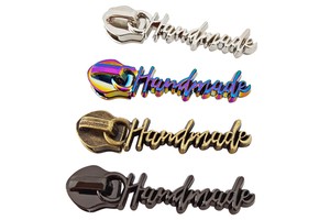 Custom 5# Logo Engraved Rainbow Nylon Metal Slider Zipper Puller New Design Letter Zipper Slider for Handbag