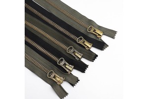 No. 8 Closed End Antique Brass Metal Zipper for Coats Overcoats Jackets and Pocket Accessories