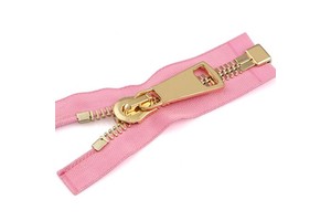 Hight Quality Y Teeth Pink Tape Metal Zipper, Gold Teeth Metal Zipper for Clothing