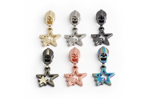 Customized Plating Colorful Size 5 Metal Zipper Sliders Nylon One Pair Stars Heart Shape Zipper Pull Lock Head Puller for Bags
