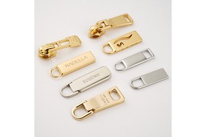 Purse Hardware Customized Metal Zipper Slider Pull 3# Gold Zipper Pull 5# Engraving Logo Metal Zipper Puller for Bags