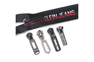 Garment Brand Logo Engraved Metal 5# Zipper Slider Auto Lock Luxury Fashion Customizable Color Logo Zinc Alloy Silver Zipper