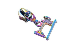 Wholesale Rainbow Color Sewing Machine Shape Metal Zipper Puller Custom Private Logo Zipper Slider