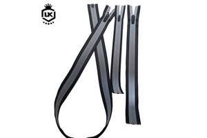 Lanke Black PU Tpu Pvc Reflective Waterproof Zipper Reversible Silver Double Middle Reflective Strips Zipper Roll & Strip Made