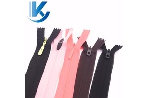 KY Custom Length Invisible Zipper Multi-Color Close-End Plastic Hidden Zipper for Dresses with Woven Lace Tape